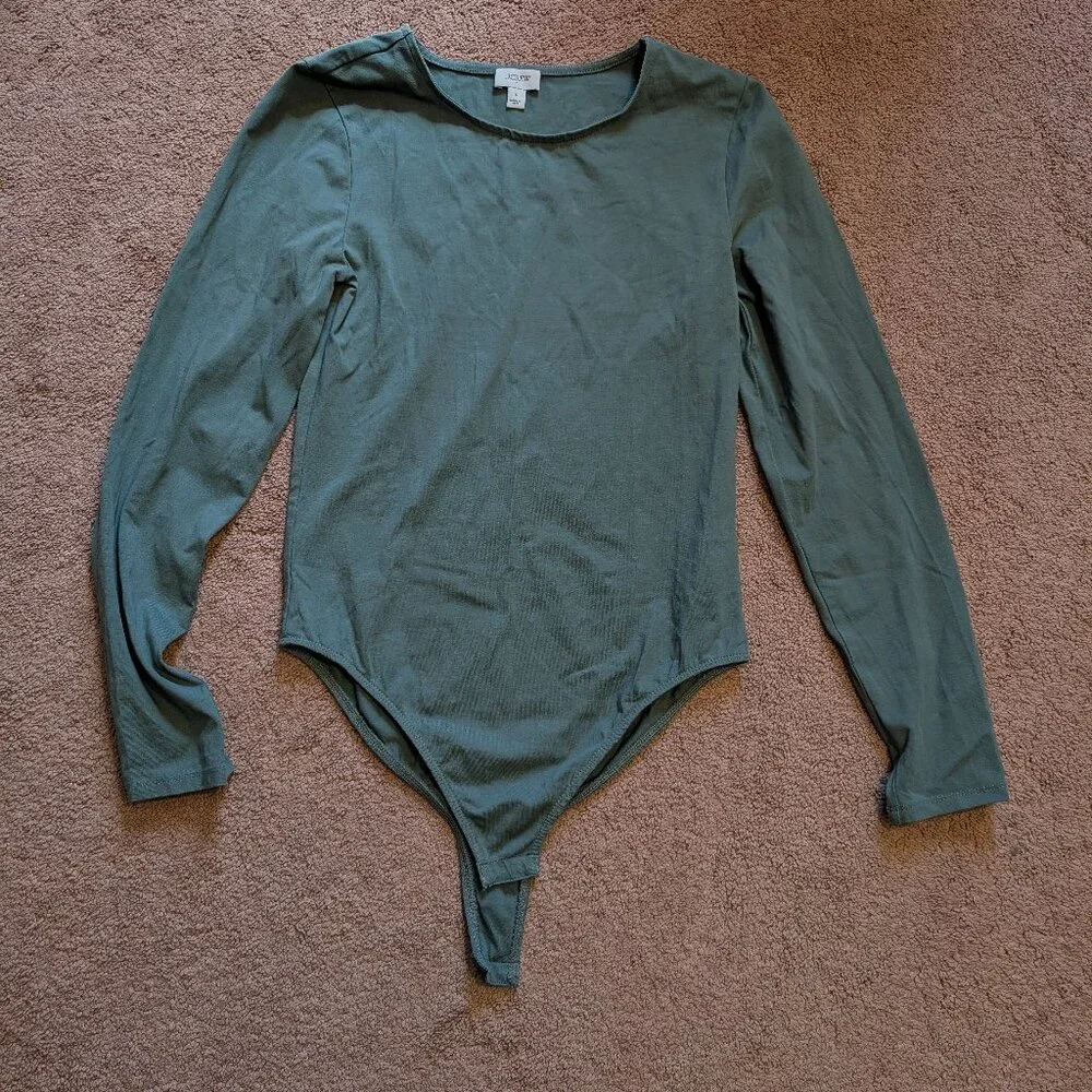 J Crew Long Sleeve Green Body Suit Size Small